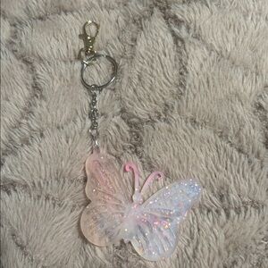 Butterfly Keychain in Pink and White